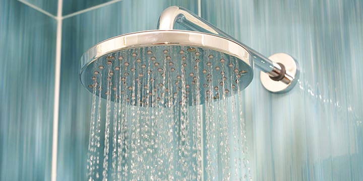 rain shower head with water pouring out
