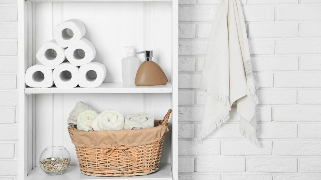 airbnb essentials in cleaner closet