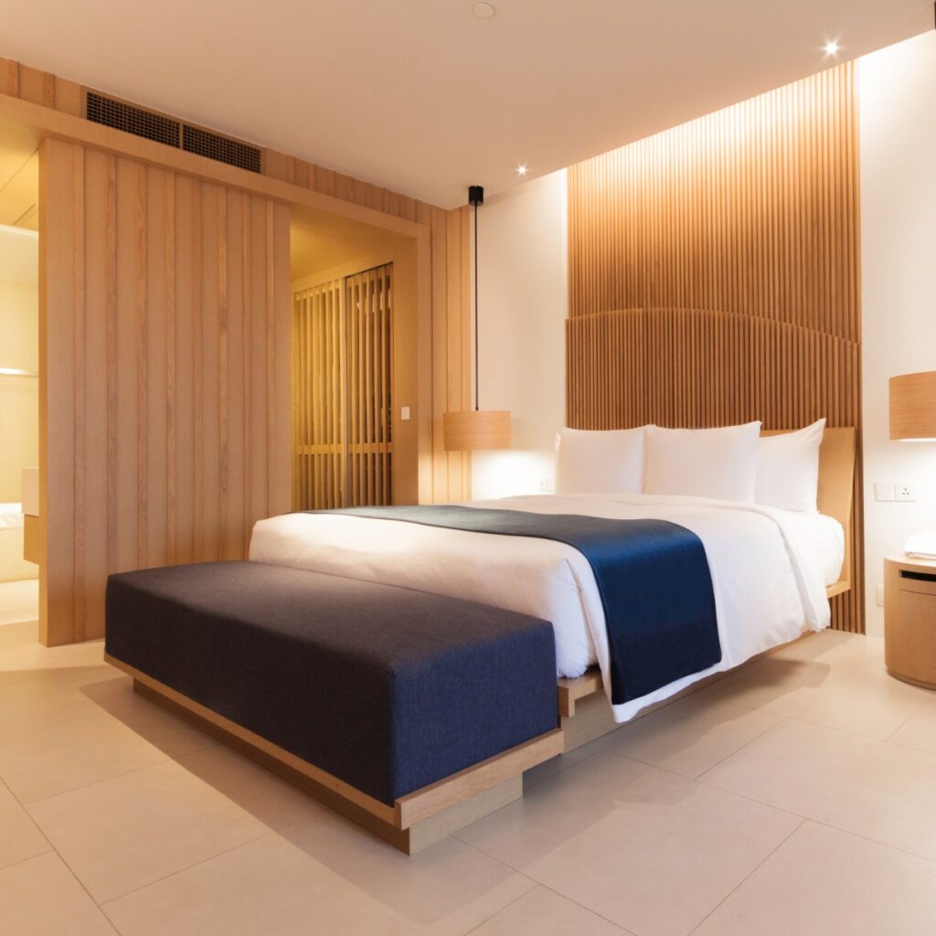 modern bedroom with sleek interior design