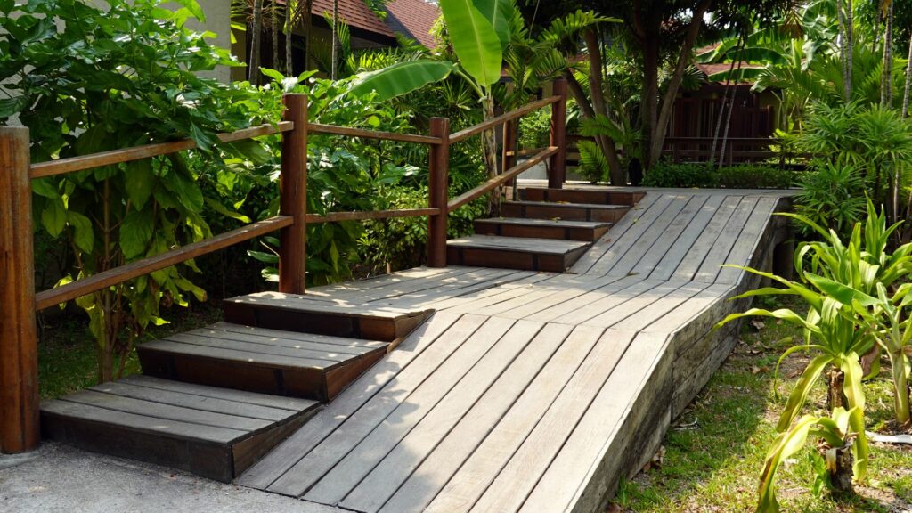 stairs and ramp leading to airbnb property